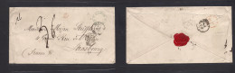 BOLIVIA. 1864 (Nov) Lamar - France, Strassbourg (2 Jan 65) Stampless Env Town FRANCA Blue Cachet On Front Via Cobija BPO - Bolivien