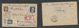 BIELORUSIA. 1943 (12 May) WWII. Nazi Occup. Minsk - Grimmitchau, Sachsen (14 May) Registered Censored Hitler Ovptd Multi - Belarus