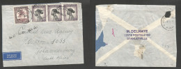 BELGIAN CONGO. 1942 (3 Febr) Stanleyville - South Africa, Joburg. Air Multifkd Env, Cds + Depart Censor Cachet, At 3fr R - Altri & Non Classificati