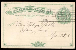 COSTA RICA. 1908 (20 Sept). Sabanilla/ San Jose. 2c Yellow Green Stat.card With CR Box Cancel. XF - Costa Rica