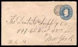 COSTA RICA. 1909 (27 Aug). S. Jose To NY / USA. 10c Blue Stat Env. - Costa Rica