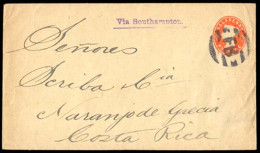 COSTA RICA. C. 1890. COSTA RICA / GREAT BRITAIN. 1/2d Red Stationary Envelope Addressed To NARANJO DE GRECIA / Costa Ric - Costa Rica