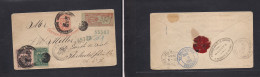 COLOMBIA - Stationery. 1902 (Oct 13) Bogota - USA, Philadelphia, PA (9-10 Dec) Registered 5c Multifkd Stat Envelope, R-2 - Colombie