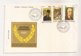 P1 Plic FDC ROMANIA - Prima Zi A Emisiunii -Aniversari, Comemorari, Necirculat 1980 - First Day Cover - FDC