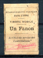 RC 21708 INDE FRANÇAISE TIMBRE FISCAL UN FANON B/TB ( Voir Description ) - Gebruikt