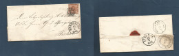 DENMARK. 1861 (13 June) Rendsburg - Hzehoe. EL With Contains Fkd 4s Brown, Tied "54" Rings. Fine. Reverse Transited. - Sonstige & Ohne Zuordnung
