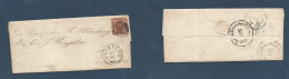 DENMARK. 1861 (22 Oct) Oldesloe - Hzehoe. EL Full Contains Fkd 4s Dark - Brown, "nr" Rings Reverse Various Transits / Ol - Sonstige & Ohne Zuordnung