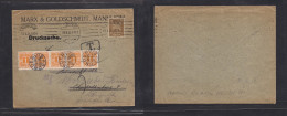 DENMARK. 1925 (23 June) Germany, Mannheim, Denmark. Fkd Env + Fwd At Sondervig With Strip Of Four 1 Ore Orange Small Vil - Sonstige & Ohne Zuordnung