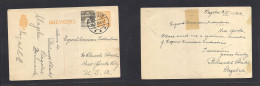 DENMARK. 1919 (18 Febr) Slagelse, Horsholm - USA, NYC. 7 Ore Yellow Stat Card + 3ore Adtls, Tied Cds. Fine Transatlantic - Sonstige & Ohne Zuordnung