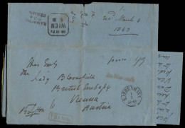DENMARK. 1863 (27 Feb). Kopenhagen - Austria / British Embassy (4 March). Large Stampless EL Full Text, Cash Paid 43 + R - Sonstige & Ohne Zuordnung