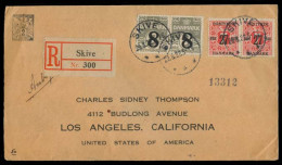 DENMARK. 1922 (29 Aug). Skive - USA. Reg Multifkd Env Ovptd Issues. VF. - Sonstige & Ohne Zuordnung