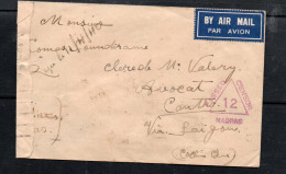 INDIA - 1940 - AIR ORIENT COVER CALCUTTA , TO SAIGON WITH MADRAS CENSOR ,MARK +  BACKSTAMP - 1936-47  George VI