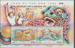 Christmas Island 1994 Year Of The Dog Ovpt Queensland Stamp & Coin Show S/S MNH - Anno Nuovo Cinese