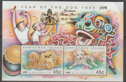 Christmas Island 1994 Year Of The Dog Ovpt Canberra Stamps Show S/S MNH - Año Nuevo Chino