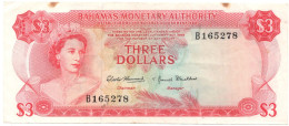 Bahamas Monetary Authority 3 Dollars 1968 QEII P-28 - Bahama's