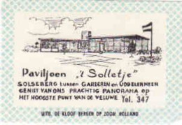 Dutch Matchbox Label, Solseberg Tussen Garderen - Gelderland, Paviljeen 't Solletje, Holland, Netherlands - Boites D'allumettes - Etiquettes