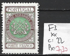 PORTUGAL FRANCHISE 3 ** Côte 22 € - Unused Stamps