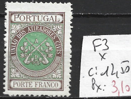 PORTUGAL FRANCHISE 3 * Côte 12.50 € - Neufs