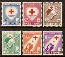 Indonesië / Indonesia 1956 Nr 179/184 Postfrist/MNH Rode Kruis, Red Cross, Rotes Kreuz, Croix Rouge - Indonesië