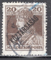 Hungary 1918  Single Stamp War Charity Stamps - King Karl IV & Queen Zita Stamps Of 1918 Overprinted In Fine Used - Gebruikt