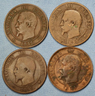 France • 10 Centimes • Lot 4x • 1853 MA • 1854 W • 1857 B • 1857 K • [24-359] - 10 Centimes