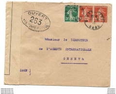 221 - 67 - Enveloppe Envoyée Du Gard à La Croix Rouge Genève 1918 - Censure - Petite Déchirure En Haut - WW1