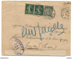 221 - 78 - Enveloppe Envoyée De Seine Inférieure   à La Croix Rouge Genève 1918 - Censure - WW1 (I Guerra Mundial)