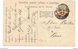 221 - 101 - Carte Militaire Italienne Envoyée à Paris 1917 - Censure - 1. Weltkrieg