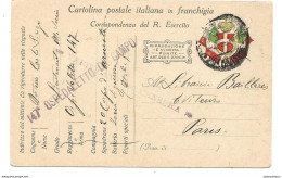 221 - 101 - Carte Militaire Italienne Envoyée à Paris 1917 - Censure - Prima Guerra Mondiale