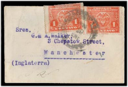 COLOMBIA. 1925 (19 Jan). Medellin - UK / Manchester. Env Fkd 1c Red Litho X2 Pm Rate. Interesting Usage Time. - Colombie