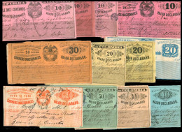 COLOMBIA. C.1891. 10c To 1 Peso. 13 Diff. Valor Declarado Stat Seals / Labels / Used. Includes High Scarce Values. - Colombie