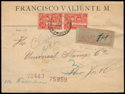 COLOMBIA. 1903. Baranquilla - USA. Registered Fkd Env 10c Red Pair + Regist Label. VF. - Colombie