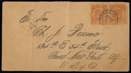 COLOMBIA. 1898. Barranquilla - USA. Env Fkd 5c Pair. - Colombia
