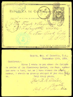 COLOMBIA. 1894. Bogota - USA. 2cts Stat Card. Via Barranquilla + French Caribbean Stea. / "Ligne D- Pqbt Fr 3". Very Rar - Colombia