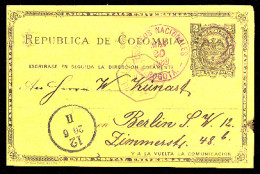 COLOMBIA. 1889. Bogota - Germany. 2c Stat Card / "Ligne A" Octag (xx). Pabt Nº4. - Colombia