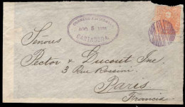 COLOMBIA. 1889. Cartagena / France. Franked 10c. Front Violet "COLOMBIA" + Oval Ds Alongside. Nice. - Colombia