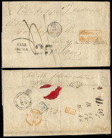 COLOMBIA. 1855. Cali - France. Lettersheet With Oval "CALI / Franca" (xxx) + "25". Via Cartagena BPO, London, Red "Colon - Colombia