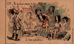 Carte 1900 Signée Moloch : Le Dessin Préhistorique : Portrait à Travers Les âges - Moloch