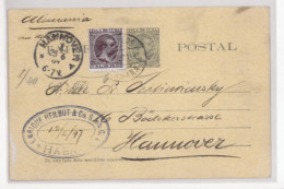 CUBA. 1897 (12/Jun).  Habana A Alemania.  E.P. De 2c.verde Con Franqueo Complementario 1ctvo. Alfonso XIII. - Autres & Non Classés