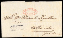 CUBA. 1860 (20 May). USA - CUBA - MEXICO - YUCATAN. New York To Havana, Where Forwarded By Santos Villaverde (oval Red O - Autres & Non Classés