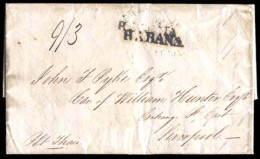 CUBA. 1833 (9 March). Havana To Liverpool. EL. With Spanish "Habana" (xx/xxx) Straightline Manuscript, Pkt Thais, Arriva - Autres & Non Classés