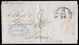 CUBA. 1868(11 Dec). Santiago De Cuba To France.Stampless EL Via "ETAS UNIS/paq.nº4/28 Dec 68" (xx/xxx) And "New York Cds - Autres & Non Classés