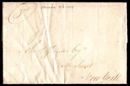 CUBA. 1814 (9 Sept.). CUBA - USA. Havana To NY / USA. Stampless EL With Manuscript "3rd" (probably A Third Compnay). Let - Autres & Non Classés
