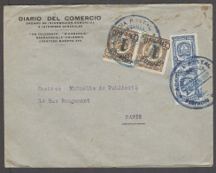 COLOMBIA. 1928 (19 Feb). Barranquila - Paris / France. Multifkd Env / 1c Ovptd Pair. Fine. - Colombia