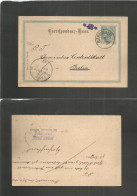 CZECHOSLOVAKIA. 1900 (9 June) Barnwald, Rokitanitz, Bohemia - Germany, Berlin (11 June) 5h Green Stat Card. Fine Used Cd - Autres & Non Classés