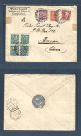 CZECHOSLOVAKIA. 1934 (22 July) Gablonz - MACAU, Portuguese China (14 Aug) Via HK. VF Multifkd Envelope. Rarity Destinati - Autres & Non Classés