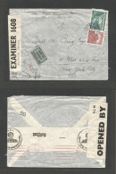 CZECHOSLOVAKIA. 1941 (23 Oct) Moravia - Bohemia. Pilgen - USA, NYC. WWII. Air Multifkd, Nazi + British Bermuda Label Cen - Autres & Non Classés