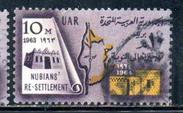 UAR EGYPT EGITTO 1964 RESETTLEMENT OF NUBIAN POPULATION 10m USED USATO OBLITERE' - Used Stamps