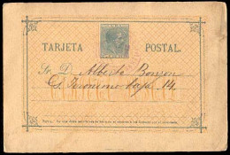 CUBA. C.1882. Santiago De Cuba. Uso Local. Tarjeta Entero Postal 2c Verde/crema. Af.XII. Rarísima Circulada Con Texto. - Autres & Non Classés