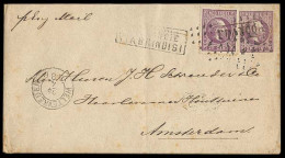 DUTCH INDIES. 1886 (24 April). Weltevreden - Netherlands / Amsterdam.  25 Lilac Stat Env + 25c Adtl Tied "FRANCO" Box +  - Indonesië